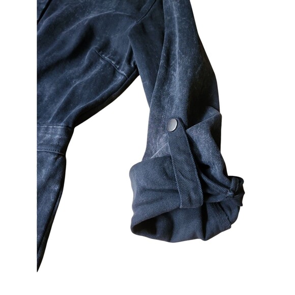 Umgee Denim Roll Tab Mechanic Coveralls Womens M Black Raw Hem Flawed Grunge - Picture 12 of 12